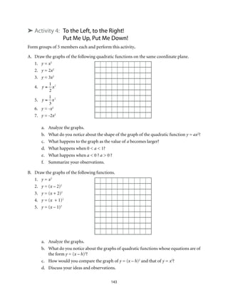 Module 9 Quadratic Functions Assignment Grade 9: Mathematics Unit 2 Quadratic Functions. | PDF