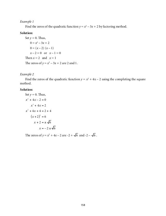 Grade 9 Mathematics Unit 2 Quadratic Functions