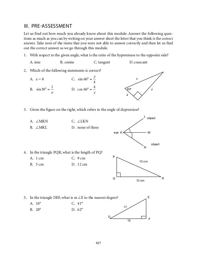 Grade 9 Mathematics Module 7 Triangle Trigonometry