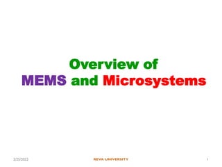 Overview of
MEMS and Microsystems
2/25/2022 1
 