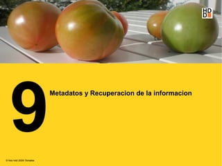 9
                          Metadatos y Recuperacion de la informacion




© foto hdd 2009 Tomates
 