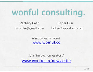 wonful
wonful consulting.
Zachary Cohn
 
 
 
 
 Fisher Qua

 
 zaccohn@gmail.com

 fisher@back-loop.com
  
!
Want to learn...