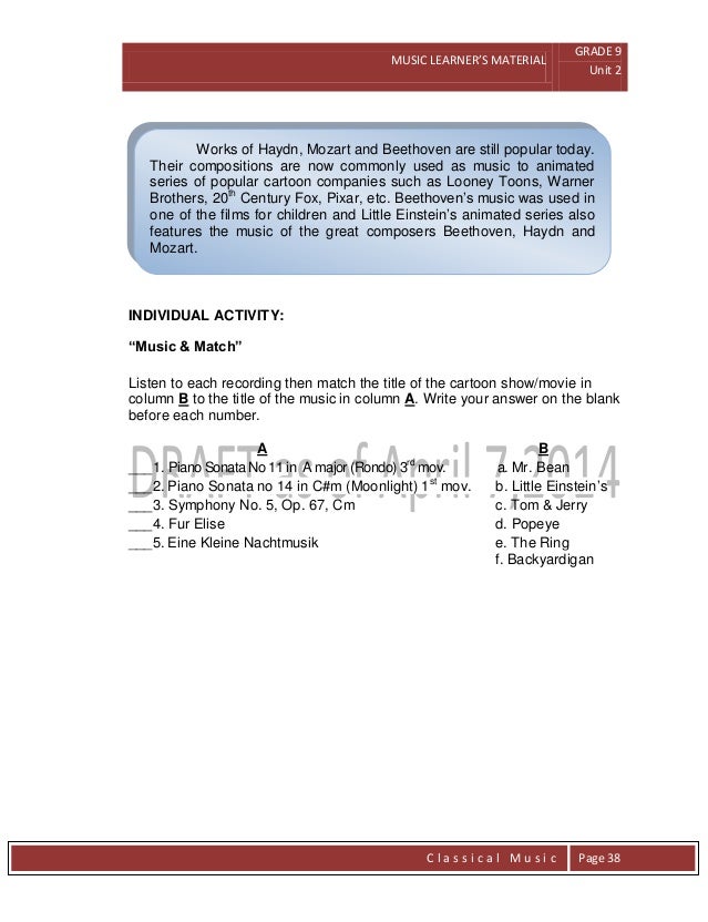 Grade 9 Module In Music
