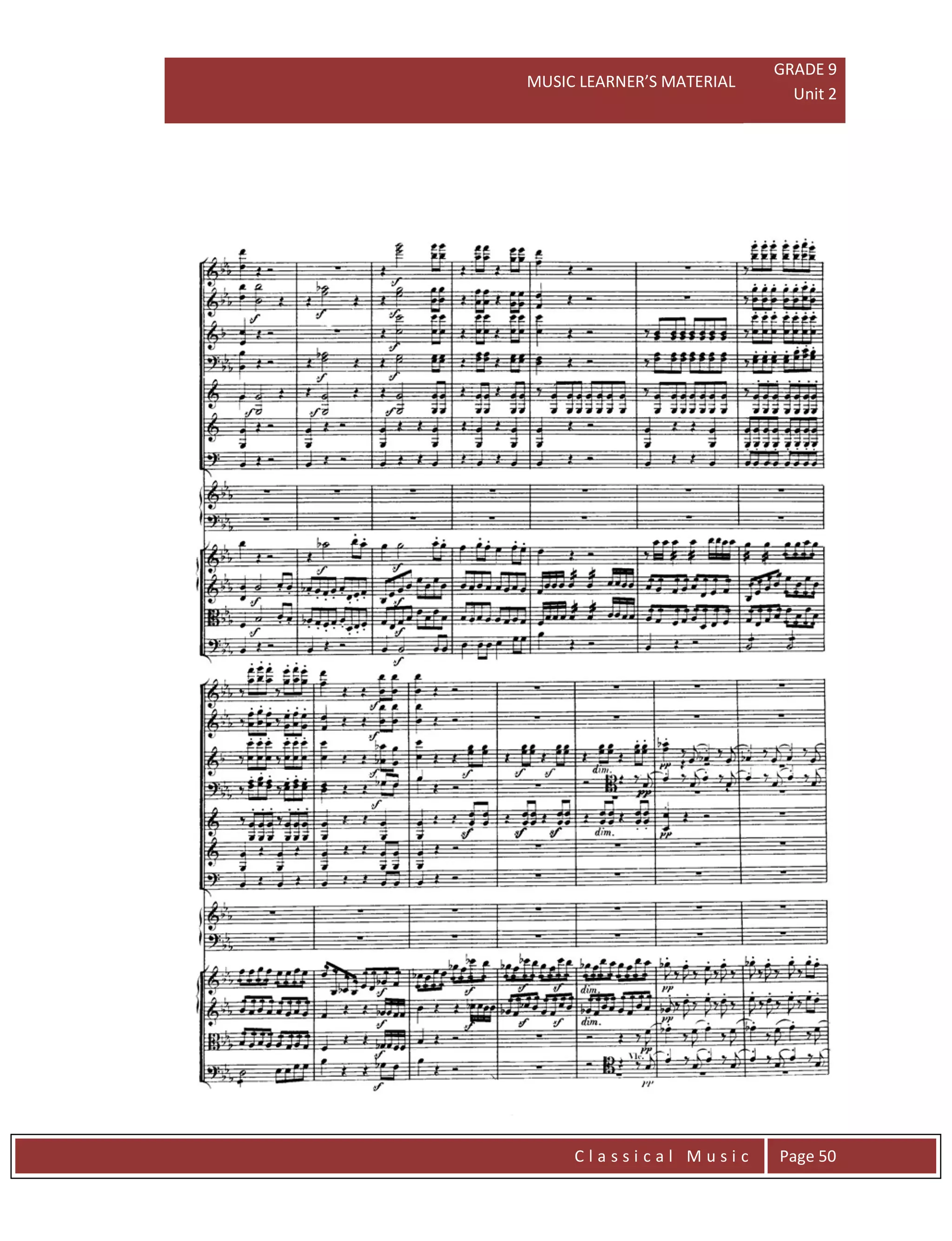 MUSIC LEARNER’S MATERIAL
GRADE 9
Unit 2
C l a s s i c a l M u s i c Page 50
 