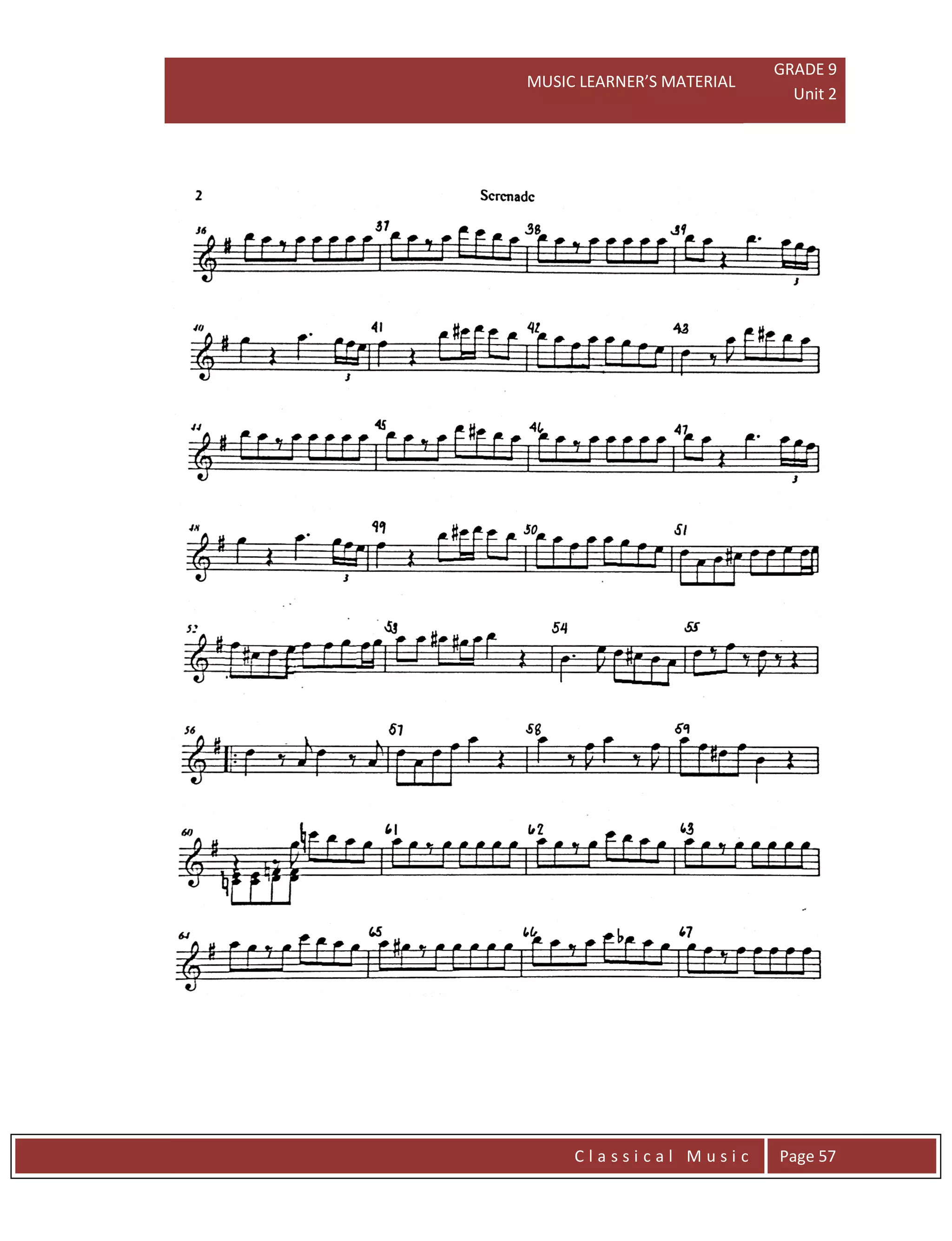 MUSIC LEARNER’S MATERIAL
GRADE 9
Unit 2
C l a s s i c a l M u s i c Page 57
 