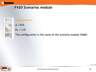 F420 Scenarios module Configuration: A = 0 ÷9 PL = 1 ÷9 The configuration is the same of the scenario module N4681 