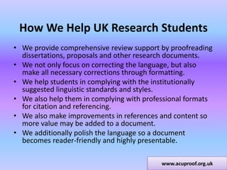 Dissertation and Thesis Proofreading Services in United Kingdom 