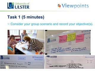 Task 1 (5 minutes) Consider your group scenario and record your objective(s). 