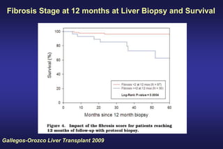 Gallegos-Orozco Liver Transplant 2009
Fibrosis Stage at 12 months at Liver Biopsy and Survival
 