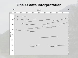 Line 1: data interpretation
W

X (m)

E

 