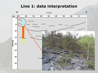 Line 1: data interpretation
W

X (m)

E

 