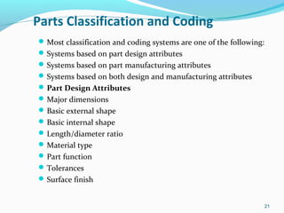 Group Technology, coding and cell design | PPT
