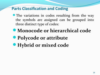 Group Technology, coding and cell design | PPT