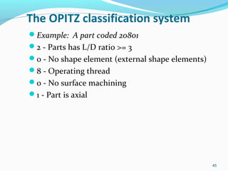 Group Technology, coding and cell design | PPT
