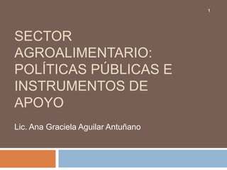 SECTOR AgROALIMENTARIO: POLÍTICAS PÚBLICAS E INSTRUMENTOS DE APOYO Lic. Ana Graciela Aguilar Antuñano 1 