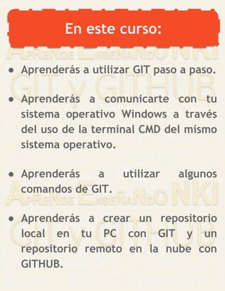 1. Objetivos del curso de GIT y GITHUB. | PDF