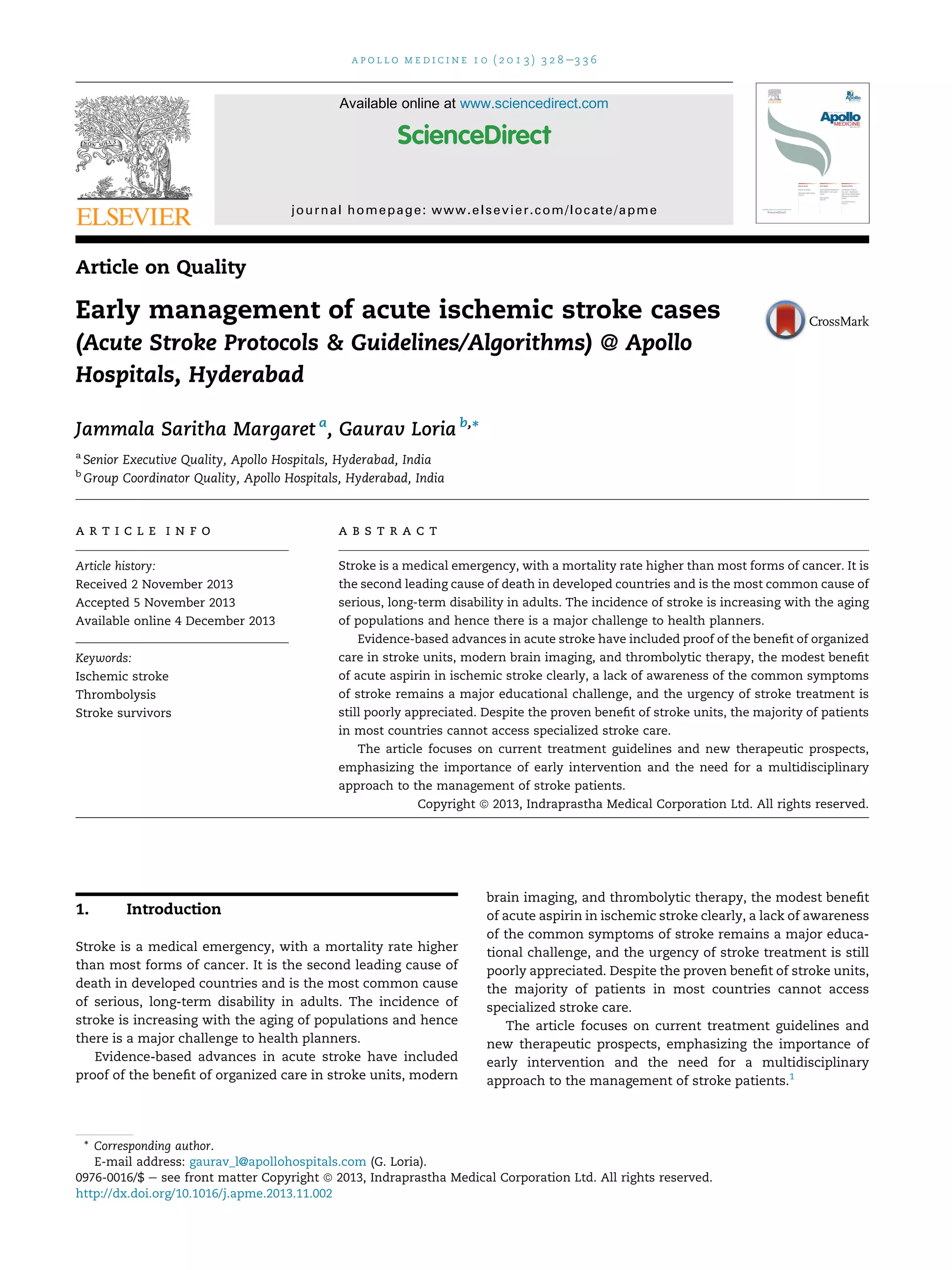 Early management of acute ischemic stroke cases | PDF