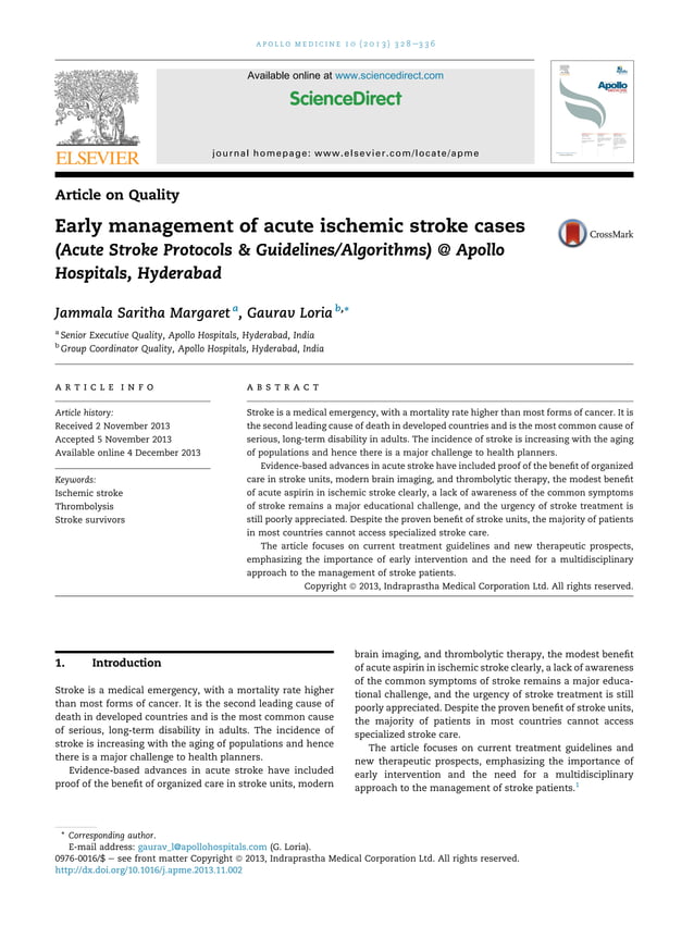 Early management of acute ischemic stroke cases | PDF