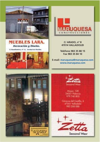 C/ ARADO, nº 8
       47014 VALLADOLID

      Teléfono 983 35 88 15
         Fax 983 35 84 10

E-mail: maruquesa@maruquesa.com
       www.maruquesa.com
 