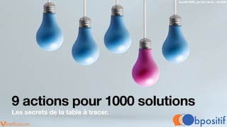 9 actions pour 1000 solutions
bpositif SPRL par Eric Nenin - 04/2020
Les secrets de la table à tracer.
 