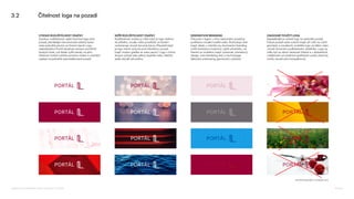 3.2 Čitelnost loga na pozadí
VYSOKÁ ROZLIŠITELNOST ZNAČKY
Vysokou rozlišitelnost zajistí kontrast loga proti
pozadí, převládající červenorudé odstíny barev
nebo jednolitá plocha ve firemní barvě. Logo
nakladatelství Portál obsahuje sestavu poměrně
tenkých linek, což klade vyšší nároky na jeho
čitelnost, hodně volného prostoru kolem a umístění
nejlépe na jednolité nekomplikované pozadí.
NIŽŠÍ ROZLIŠITELNOST ZNAČKY
Rozlišitelnost značky je nižší, když je logo vloženo
do příběhu, vizuálu nebo prostředí, ve kterém
nedominuje vínově červená barva. Případně když
je logo méně výrazné proti členitému pozadí
(např. motion grafika ve videu apod.). Logo v tomto
sloupci působí jako pěkný doplněk celku. Nekřičí,
spíše dotváří atmosféru.
DEKORATIVNÍ BRANDING
Pracovat s logem v tónu barevného pozadí je
podřízeno vizuální kvalitě celku. Rozhoduje účel
(např. dárek, u kterého by dominantní branding
snížil estetickou hodnotu), výběr předmětu, na
kterém je umístěno (např. vodoznak, interiérový
design, merchandising atd.) a technologie
(lakování, embossing, gravírování, vyšívání).
ZAKÁZANÉ POUŽITÍ LOGA
Nejideálnější je umístit logo na jednolité pozadí.
Pokud pozadí nelze ovlivnit (např. při užití na cizích
plochách a vizuálech), umístěte logo na bílém nebo
vínově červeném podkladovém obdélníku. Logo by
mělo být za všech okolností čitelné a v dostatečné
vzdálenosti od ostatních grafických prvků, které by
mohly narušit jeho kompaktnost.
Použité fotografie z Unsplash.com
Logomanuál pro nakladatelství Portál, Lumír Kajnar, 31. 10. 2025 Strana 20
 