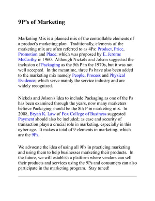 9p Reference 9 ps of marketing | DOCX