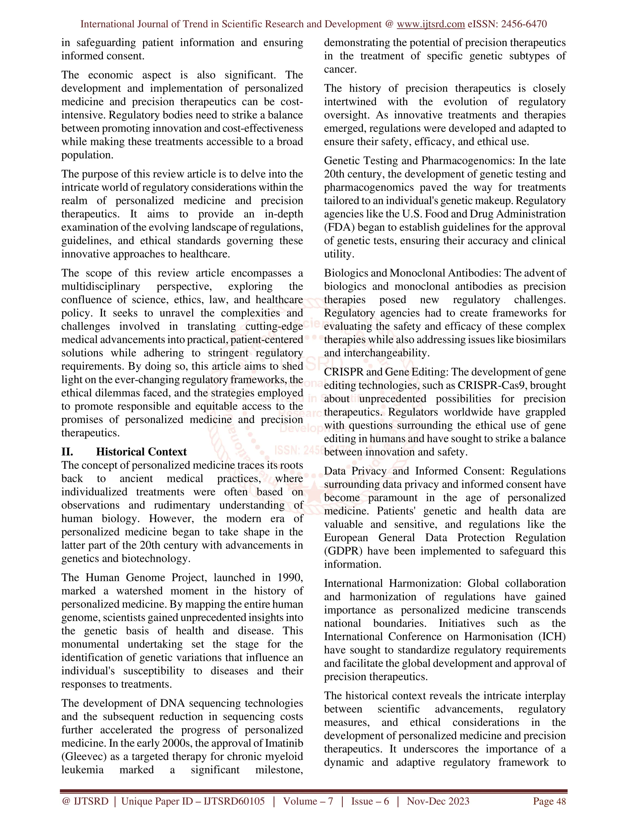 Regulatory Considerations for Personalized Medicine and Precision ...