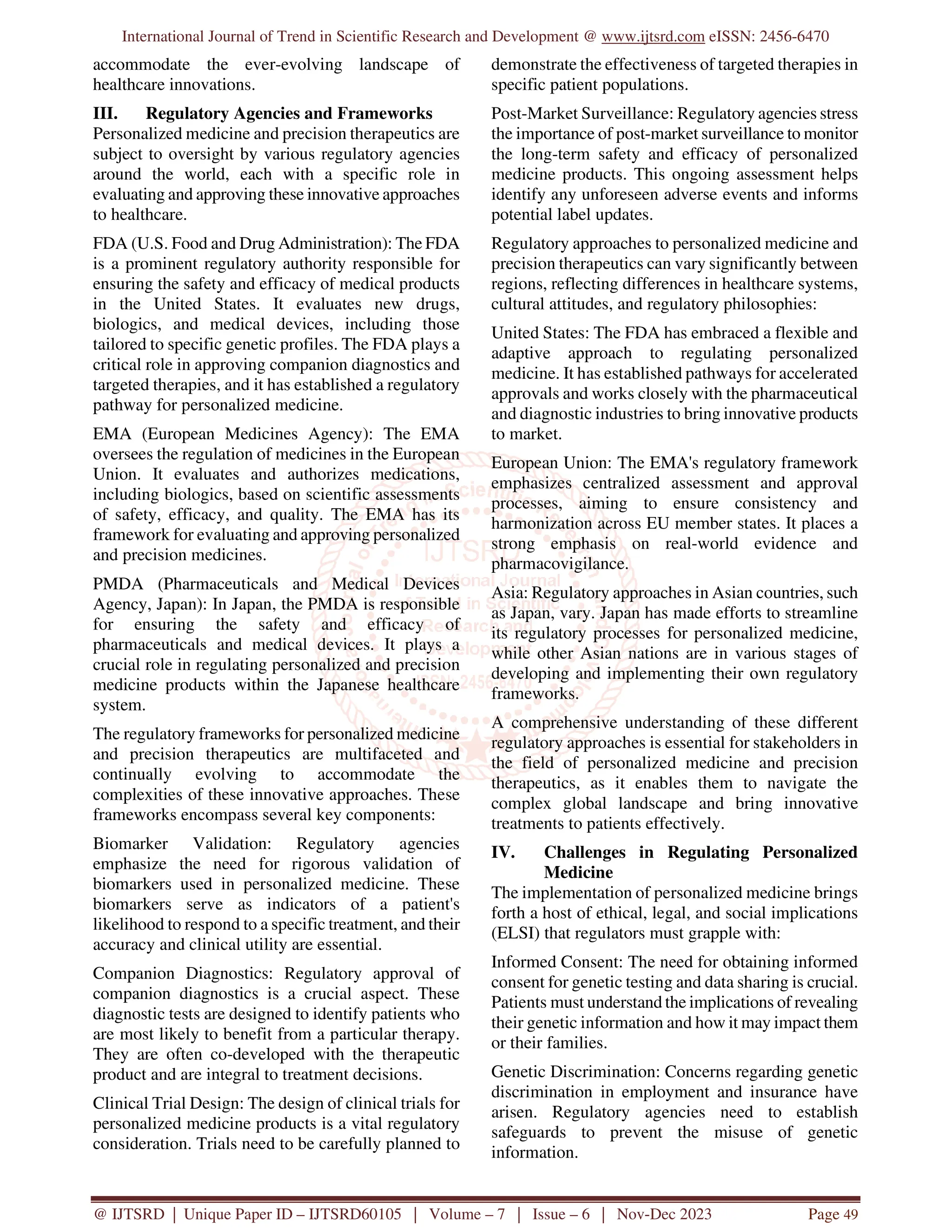 Regulatory Considerations for Personalized Medicine and Precision ...