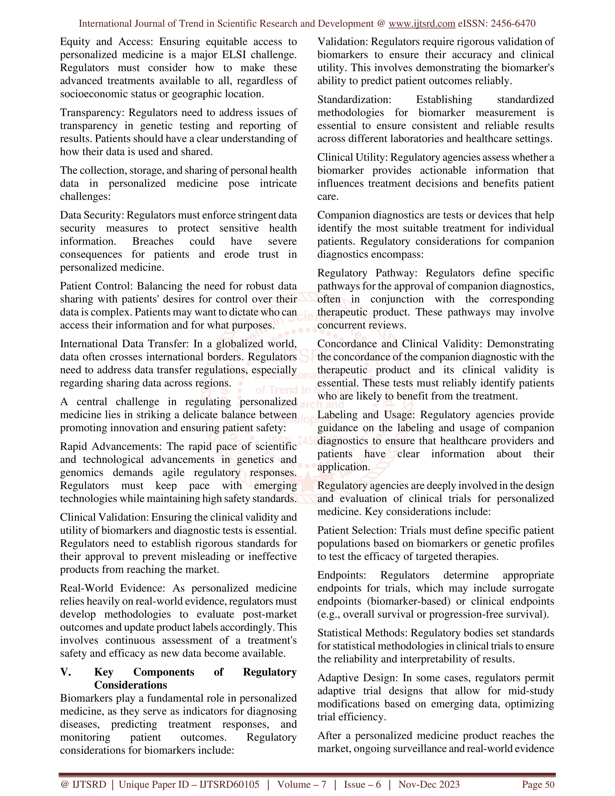 Regulatory Considerations for Personalized Medicine and Precision ...