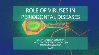 ROLE OF VIRUSES IN
PERIODONTAL DISEASES
DR. ANTARLEENA SENGUPTA
I MDS, DEPTT OF PERIODONTOLOGY,
MCODS MANGALORE
2020.
 