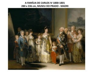A FAMÍLIA DE CARLOS IV 1800-1801
280 x 336 cm, MUSEU DO PRADO - MADRI
 