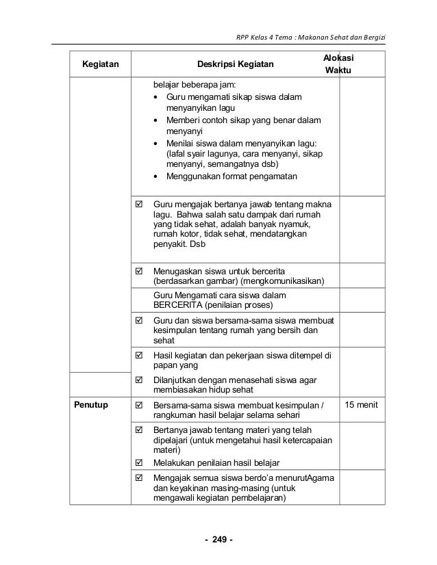 [9] rpp sd kelas 4 semester 2 makanan sehat dan bergizi