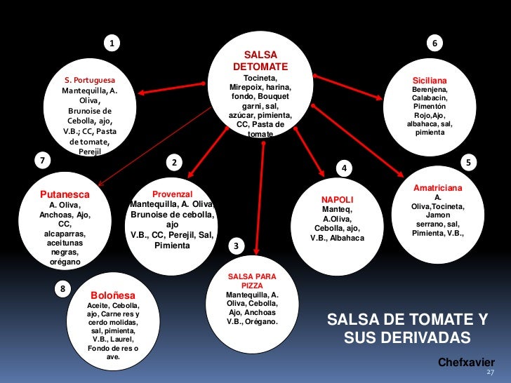 9 salsas basicas y derivada spps diagrama de cebolla 