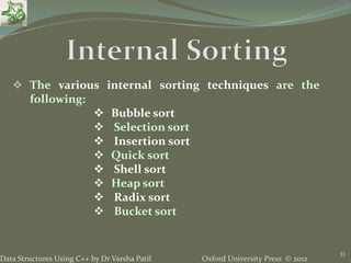 9. Searching & Sorting - Data Structures using C++ by Varsha Patil | PPTX