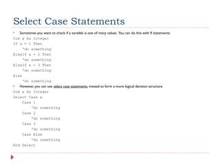 9 SelectCaseAndSelectionInput (1). pptx | PPT