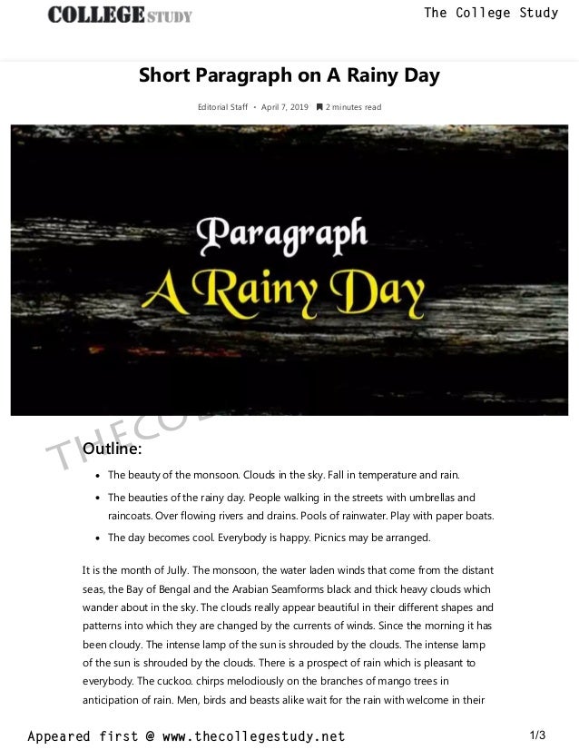 write a short paragraph on a rainy day