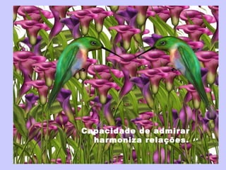 Capacidade de admirar
harmoniza relações.
 