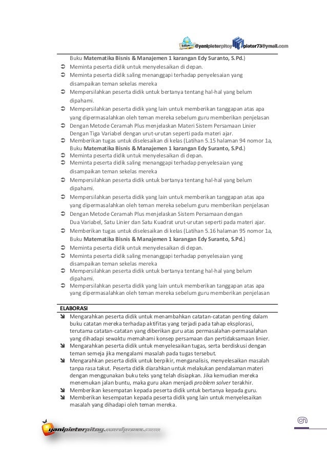 RPP: Sistem Persamaan