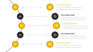 01
05
04
02
03
TITLE GOES HERE
Lorem Ipsum is simply dummy text of the printing
and typesetting industry. Lorem Ipsum has been
TITLE GOES HERE
Lorem Ipsum is simply dummy text of the printing
and typesetting industry. Lorem Ipsum has been
TITLE GOES HERE
Lorem Ipsum is simply dummy text of the printing
and typesetting industry. Lorem Ipsum has been
TITLE GOES HERE
Lorem Ipsum is simply dummy text of the printing
and typesetting industry. Lorem Ipsum has been
TITLE GOES HERE
Lorem Ipsum is simply dummy text of the printing
and typesetting industry. Lorem Ipsum has been
 