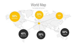 Your Subtitle Will Go Here
World Map
60%
North America
40%
Latin America
20%
Europe
50%
Africa
10%
Asia
60%
Oceania
 