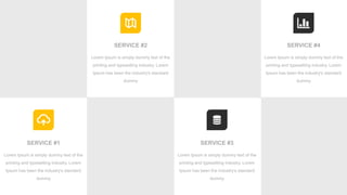 SERVICE #4
Lorem Ipsum is simply dummy text of the
printing and typesetting industry. Lorem
Ipsum has been the industry's standard
dummy
SERVICE #2
Lorem Ipsum is simply dummy text of the
printing and typesetting industry. Lorem
Ipsum has been the industry's standard
dummy
SERVICE #1
Lorem Ipsum is simply dummy text of the
printing and typesetting industry. Lorem
Ipsum has been the industry's standard
dummy
SERVICE #3
Lorem Ipsum is simply dummy text of the
printing and typesetting industry. Lorem
Ipsum has been the industry's standard
dummy
 