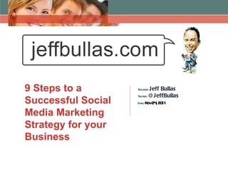 9 Steps to a Successful Social Media Marketing Strategy for your Business Speaker:  Jeff Bullas Twitter:  @JeffBullas Date:  Nov 24, 2011 