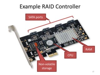Example RAID Controller
23
SATA ports
CPU
RAM
Non-volatile
storage
 