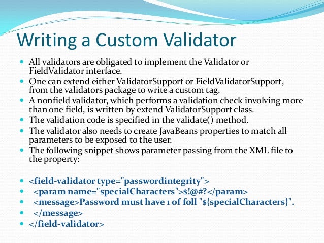 How to write custom validation in struts