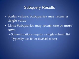 Subqueries | PPTX