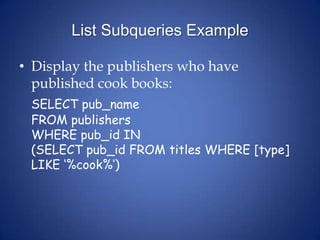 Subqueries | PPTX