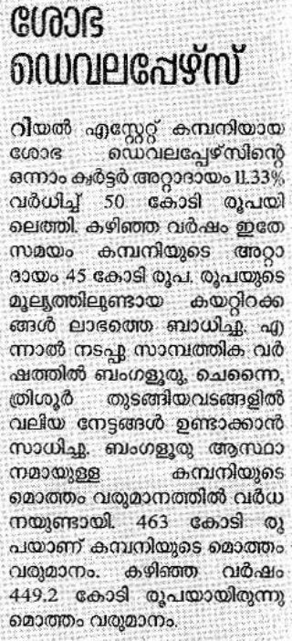 Sobha Developers Bangalore Press Reviews - 9th august-2013-metro-vartha