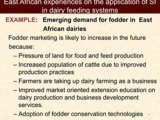 Application of the principles of Sustainable Intensification (SI) on smallholder dairy farming in Eastern and Southern Africa