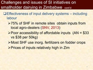 Application of the principles of Sustainable Intensification (SI) on smallholder dairy farming in Eastern and Southern Africa