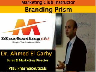 Branding Prism
4-
1
Dr. Ahmed El Garhy
Sales & Marketing Director
VIBE Pharmaceuticals
Marketing Club Instructor
 